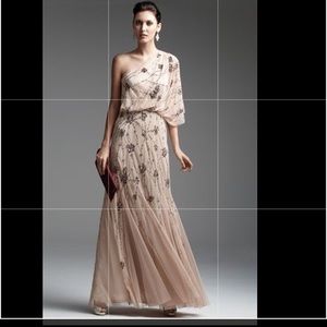 Adriana Papell one shoulder beaded gown